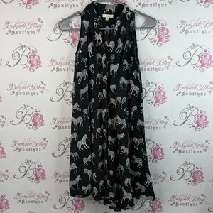 Porridge dress mini button up zebra printed Black Dress with Animal Print